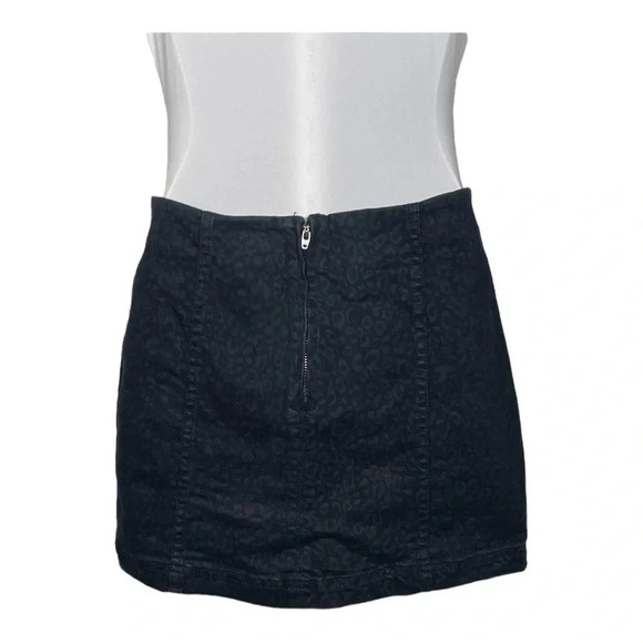 Denim Leopard Mini Skirt Medium Wash - Picture 2 of 5